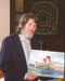 Russian Dinner-2001. Peter Bizumic gave his copy of @Fotress Finland@ a painting of Russian artist I.Levitan for raffle.